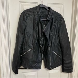 Lane Bryant black faux leather full zip jacket